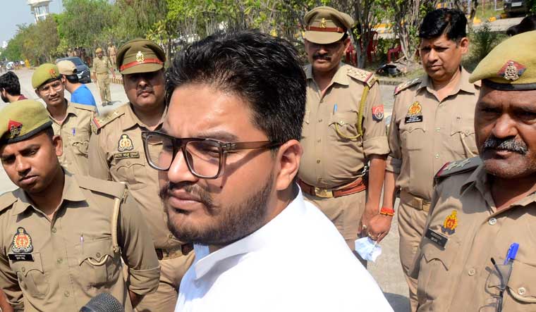Gangster-turned-politician Mukhtar Ansari's son Umar Ansari arrives at the Banda Medical College (Hospital) following the death of his father in Banda | PTI