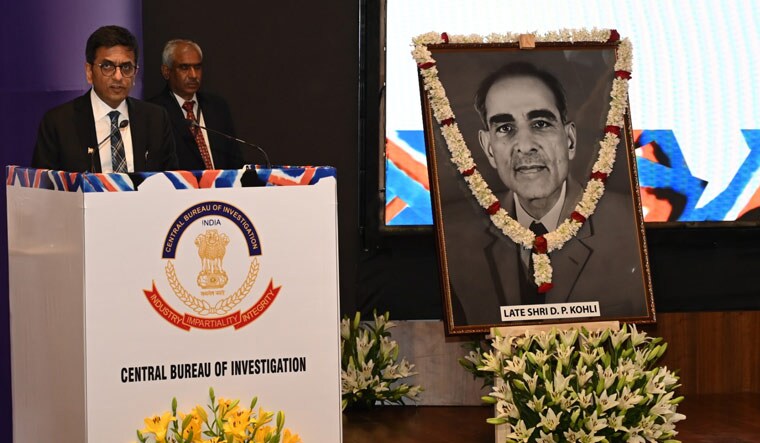 Chief Justice of India D.Y. Chandrachud delivering the 20th D.P. Kohli Memorial Lecture at CBI Raising Day celebrations in New Delhi