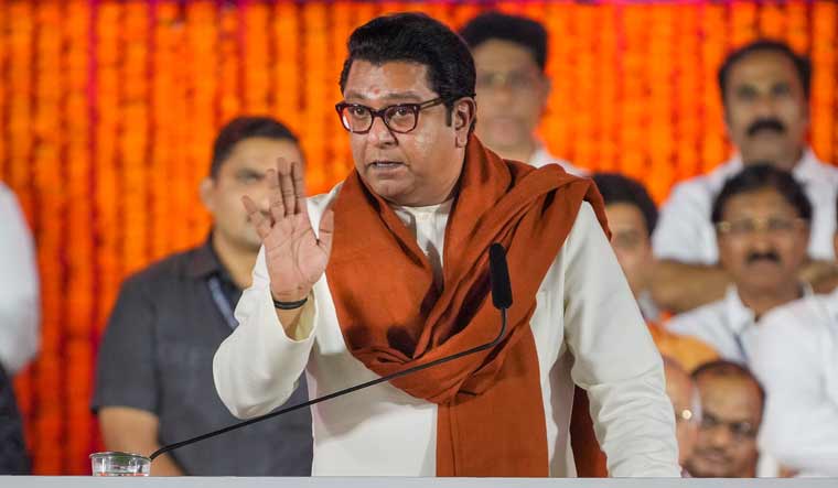 Maharashtra Navnirman Sena chief Raj Thackeray addresses party workers during a programme on the occasion of 'Gudi Padwa' in Mumbai | PTI
