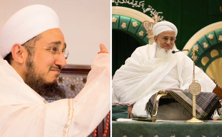 Qutbi Bohras religious head Taher Fakhruddin. (Right) Syedna Mufaddal Saifuddin.