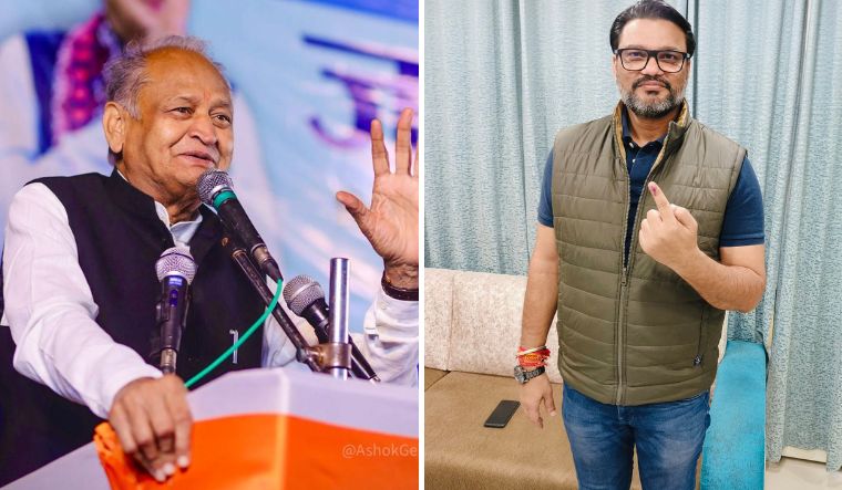 Ashok Gehlot (Right) former aide Lokesh Sharma | X