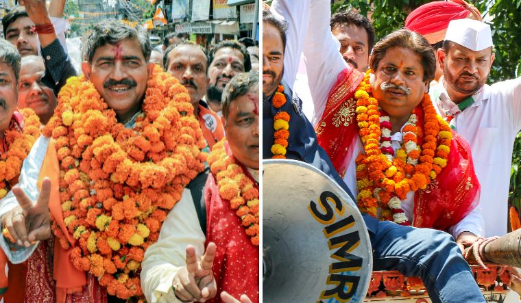 Jammu BJP MP Jugal Kishore Sharma. (Right) Congress candidate Raman Bhalla | PTI