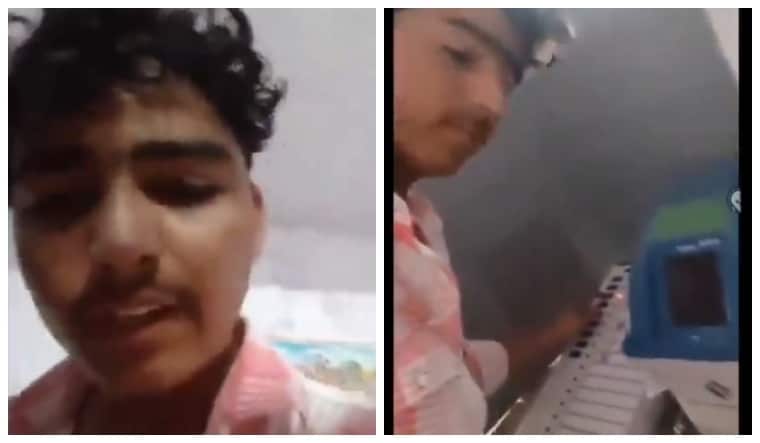 The youth in the video was seen pressing the EVM button several times in favour of the BJP candidate | Screengrabs
