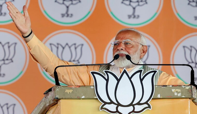 **EDS: IMAGE VIA  Narendramodi.in** Jamshedpur: Prime Minister Narendra Modi addresses an election campaign rally for Lok Sabha elections, in Jamshedpur, Sunday, May 19, 2024. (PTI Photo)  (PTI05_19_2024_000147A)