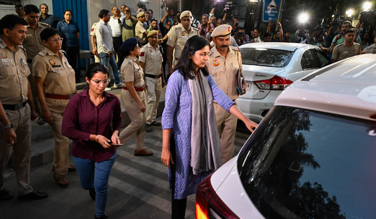 Rajya Sabha MP Swati Maliwal leaves Delhi Chief Minister Arvind Kejriwal's residence at Civil Line on May 17 | PTI