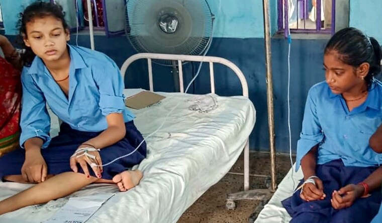 School students being treated in a hospital after falling unconscious due to extreme heatwave conditions in Bihar's Begusarai | PTI