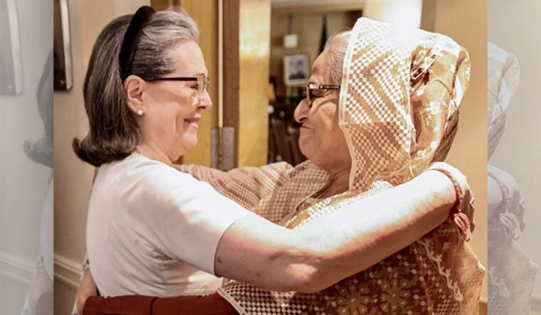 Prime Minister of Bangladesh Sheikh Hasina with CPP chairperson Sonia Gandhi during a meeting in Delhi | PTI