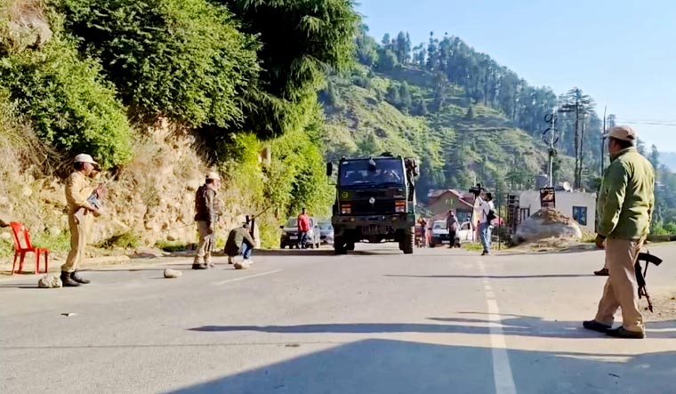 Security personnel during search and cordon operation after a terrorist attack, at Bhadarwah, in Doda | PTI