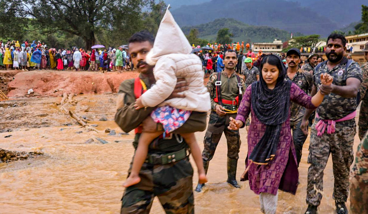 Rescue operation underway after a landslide triggered by heavy rains, in Wayanad | PTI