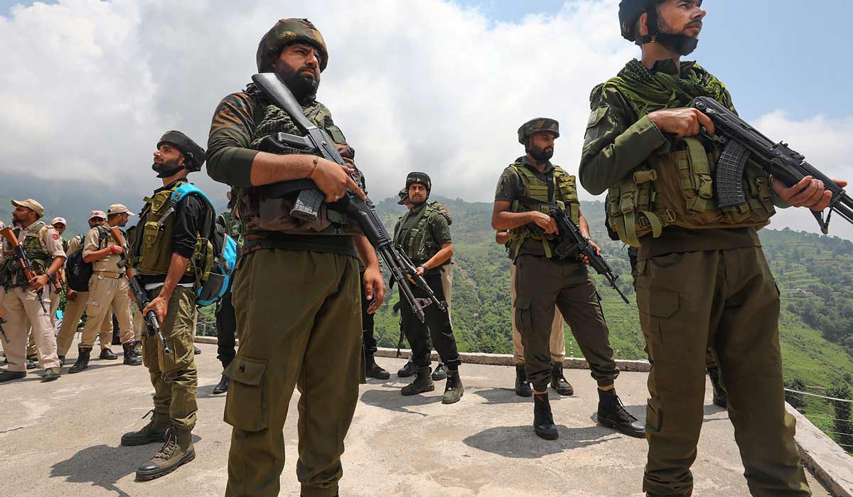 Jammu & Kashmir Police and Special Operation Group personnel during a counter-terror operation following a terrorist attack on an Indian Army convoy, in Kathua district | PTI