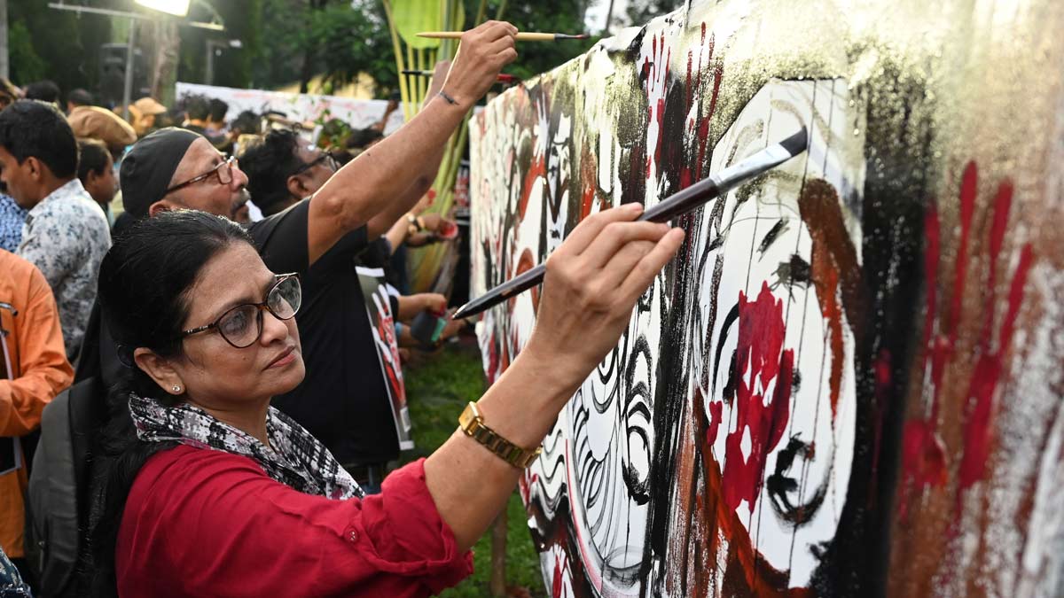 Artists staging a protest in Kolkata | Salil Bera