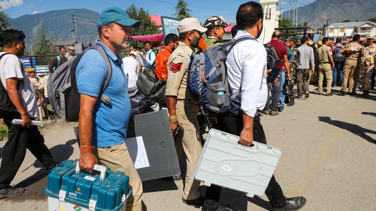 Polling officials leave for their respective polling stations | PTI