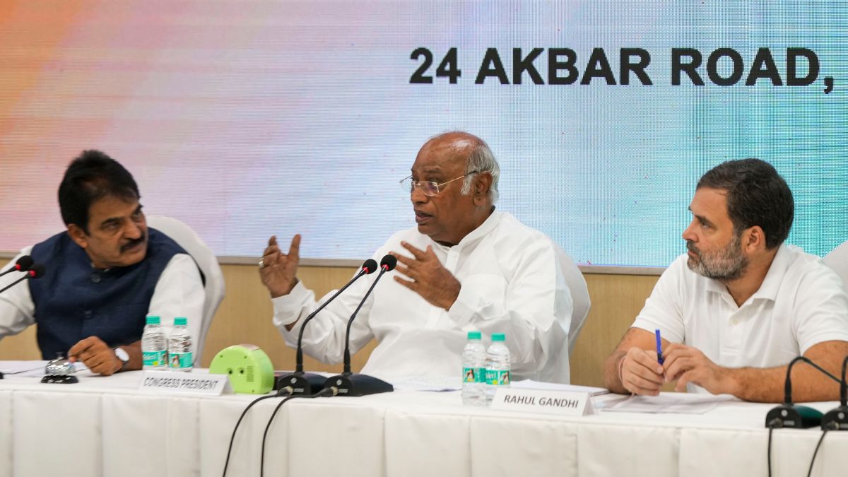 Rahul Gandhi with Congress President Mallikarjun Kharge and party MP K C Venugopal during meeting with party secretaries and joint secretaries, in New Delhi, Tuesday, September 3, 2024 | PTI