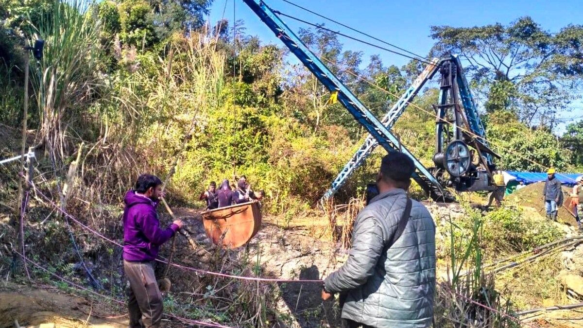 Rescue operation underway for labourers trapped inside a coal mine at Umrangso area, in Dima Hasao district, Assam, Saturday | PTI