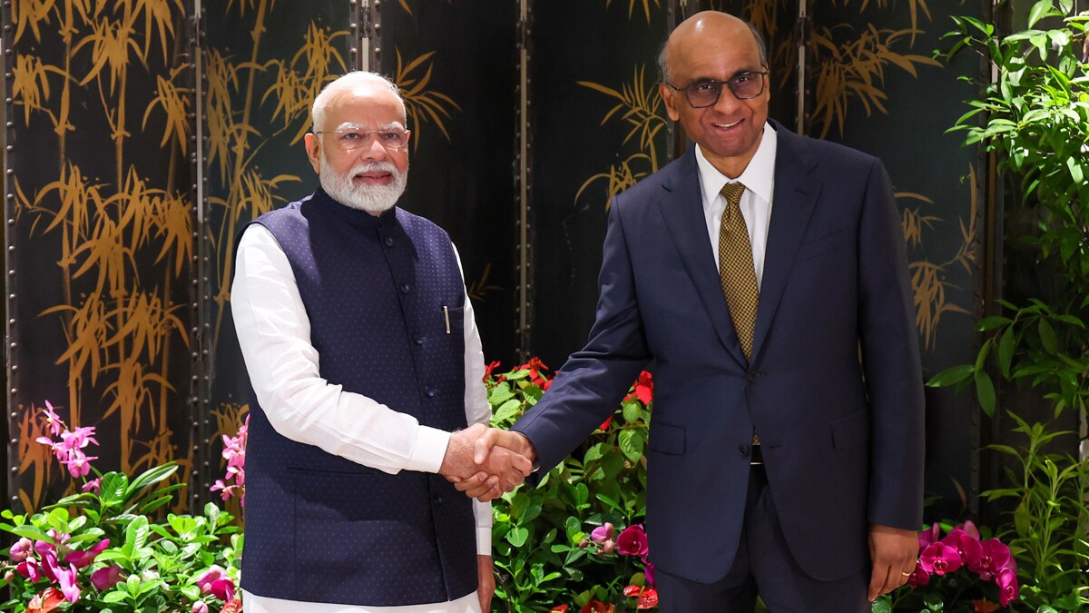(File) Prime Minister Narendra Modi meets President Tharman Shanmugaratnam during his Singapore visit in September | X