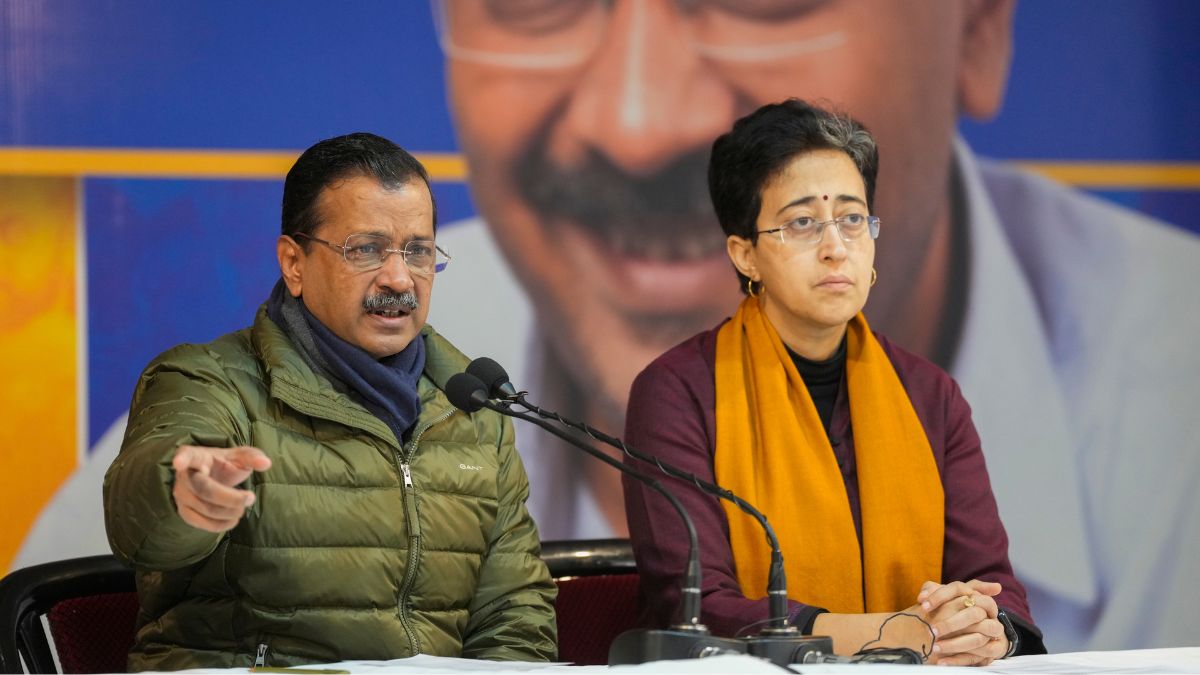 Aam Aadmi Party National Convener Arvind Kejriwal and Delhi CM Atishi at a press conference in New Delhi | PTI