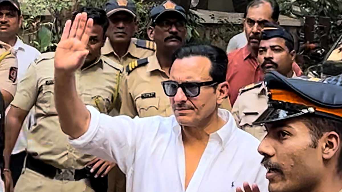 Bollywood actor Saif Ali Khan at his residence after he was discharged from Lilavati Hospital | PTI