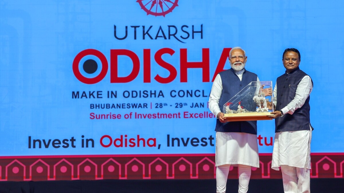 Prime Minister Narendra Modi with Odisha Chief Minister Mohan Charan Majhi during the 'Utkarsh Odisha' - Make in Odisha Conclave in Bhubaneswar | PTI
