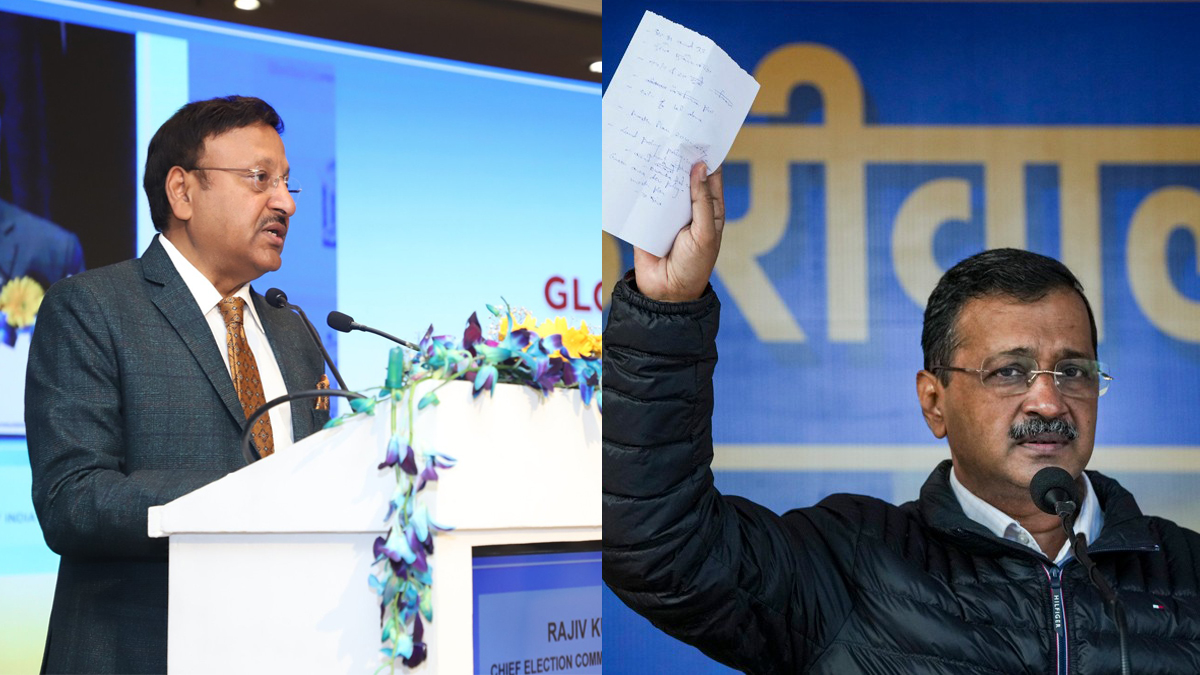 Chief Election Commissioner Rajiv Kumar and Arvind Kejriwal