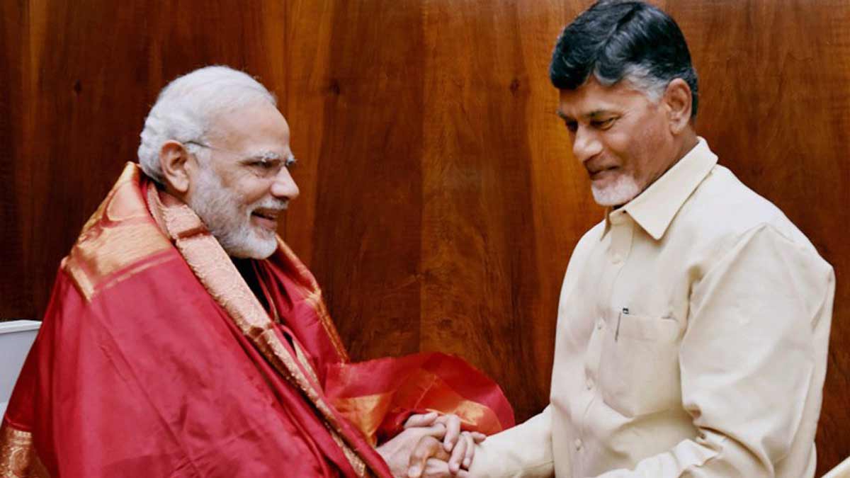 Prime Minister Narendra Modi and Andhra Pradesh Chief Minister N. Chandrababu Naidu | PTI