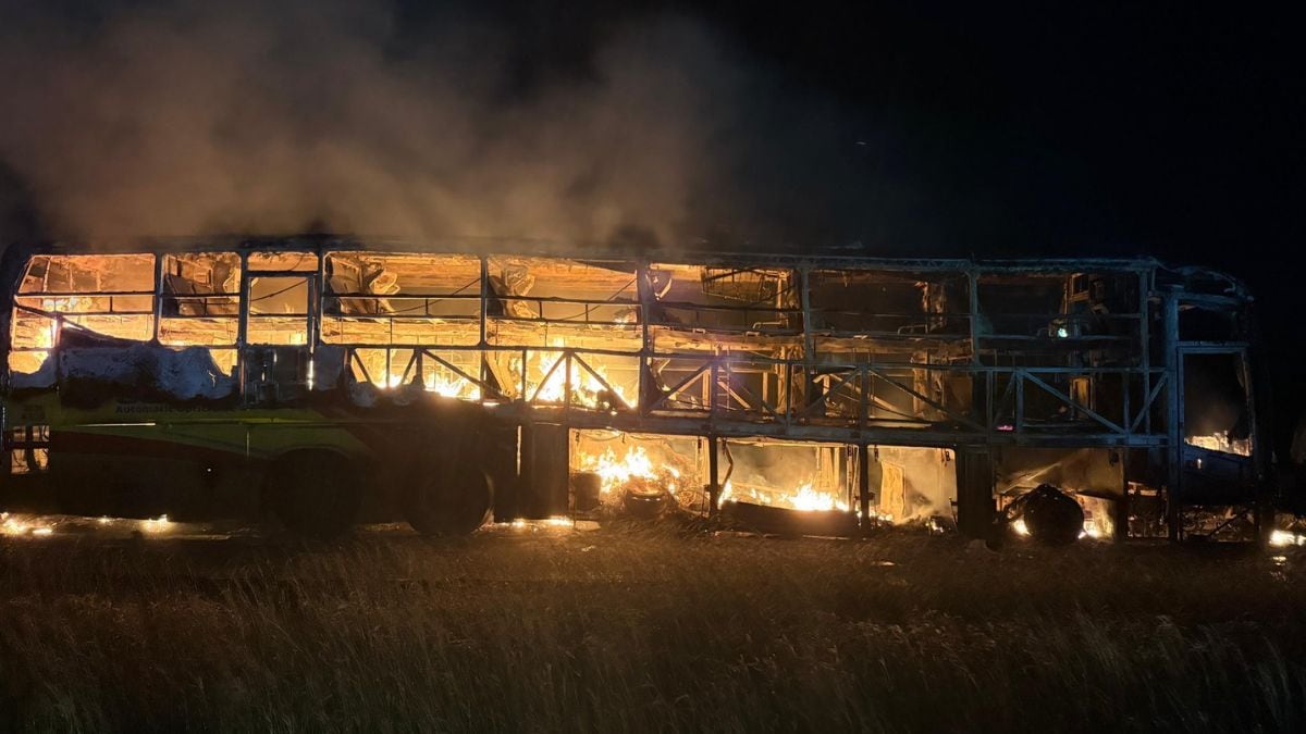 The bus that caught fire at Kurnool | X 