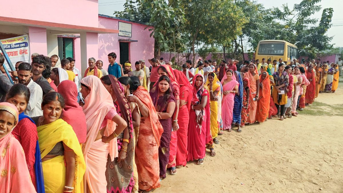 Voters wait in queues to cast their votes during the second and final phase of the Bihar Assembly elections | PTI