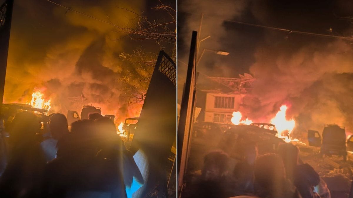 Scenes from the Nowgam police station in Srinagar, Jammu and Kashmir, soon after the blast | via X