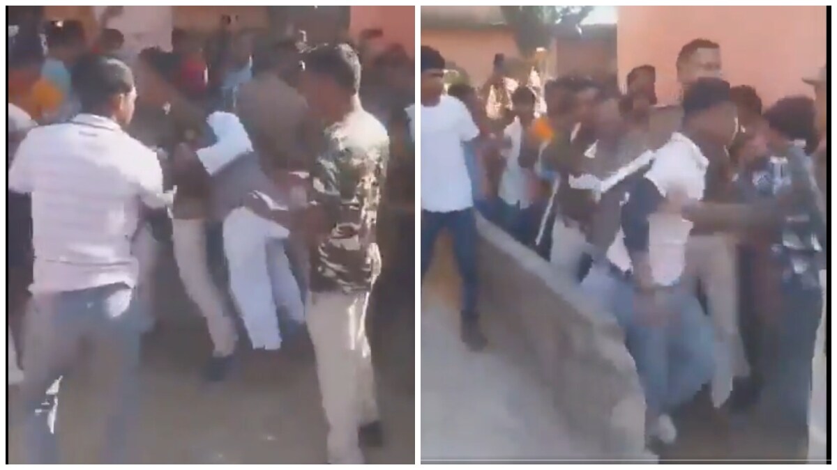 The accused principal was manhandled inside the school premise | X