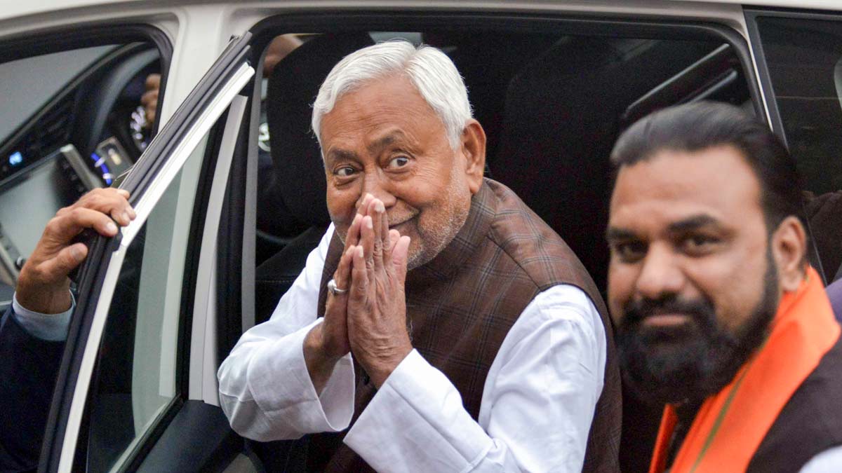 Bihar Chief Minister Nitish Kumar with Deputy CM Samrat Choudhary during the inspection of preparations ahead of the swearing-in ceremony of the new Bihar cabinet, at Gandhi Maidan in Patna | PTI