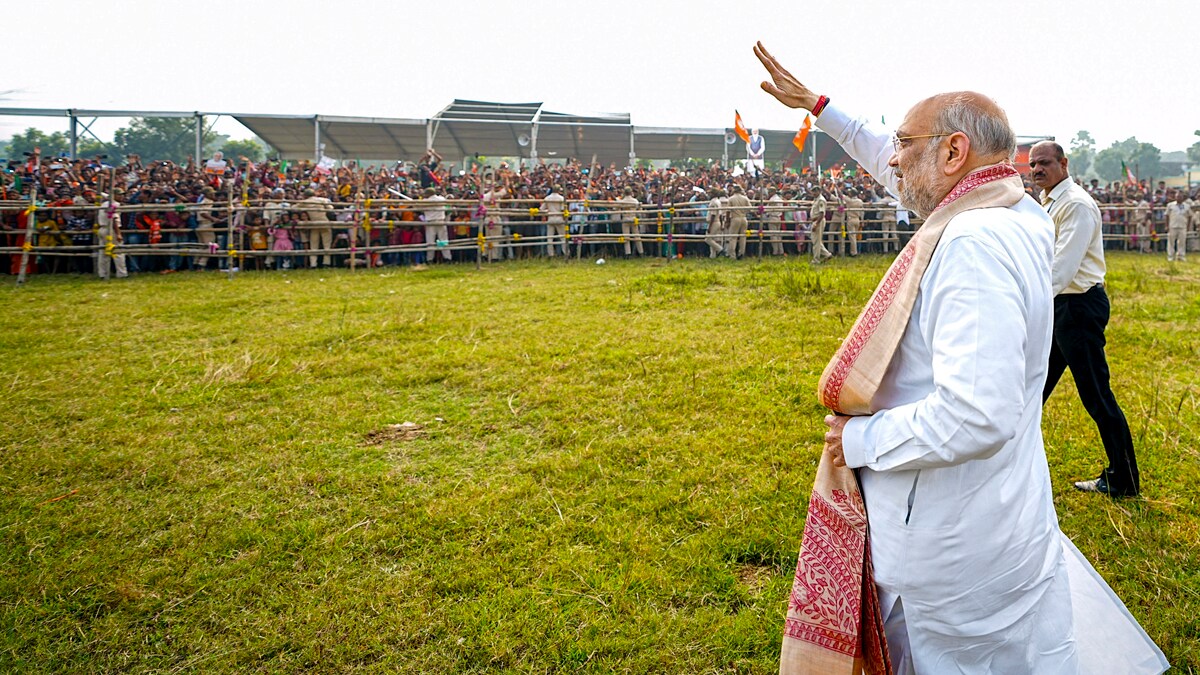 **EDS: THIRD PARTY IMAGE** In this image posted on Nov. 3, 2025, Union Home Minister Amit Shah during a rally ahead of the Bihar Assembly elections, in Sheohar. (@AmitShah/X via PTI Photo)(PTI11_03_2025_000457A)