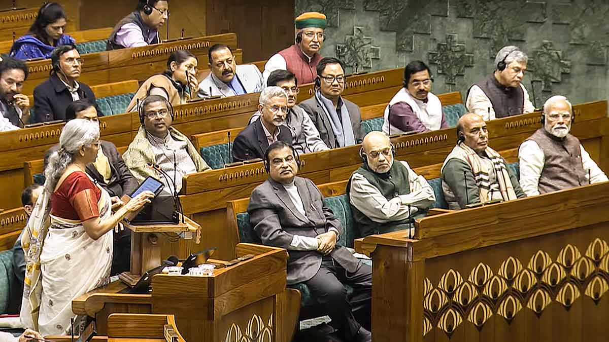Union Finance Minister Nirmala Sitharaman presents the Union Budget 2025-26, as Prime Minister Narendra Modi, Defence Minister Rajnath Singh, Home Minister Amit Shah and others look on in the Lok Sabha | PTI