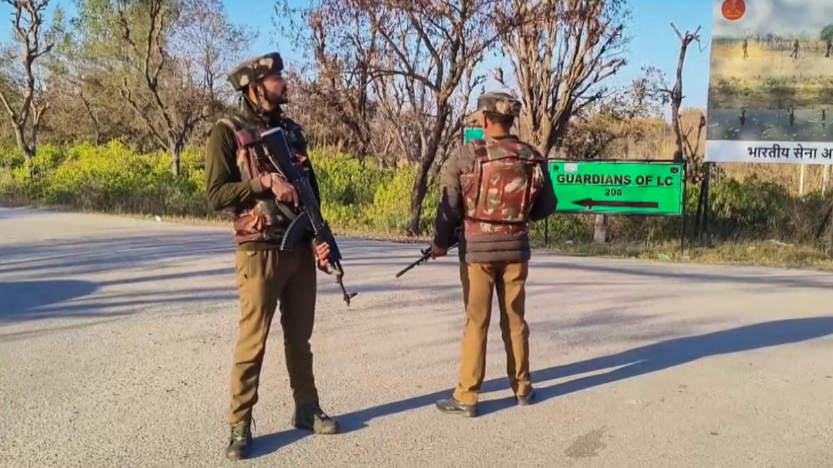 Security personnel keep vigil during a search operation after in Akhnoor, Jammu and Kashmir | PTI