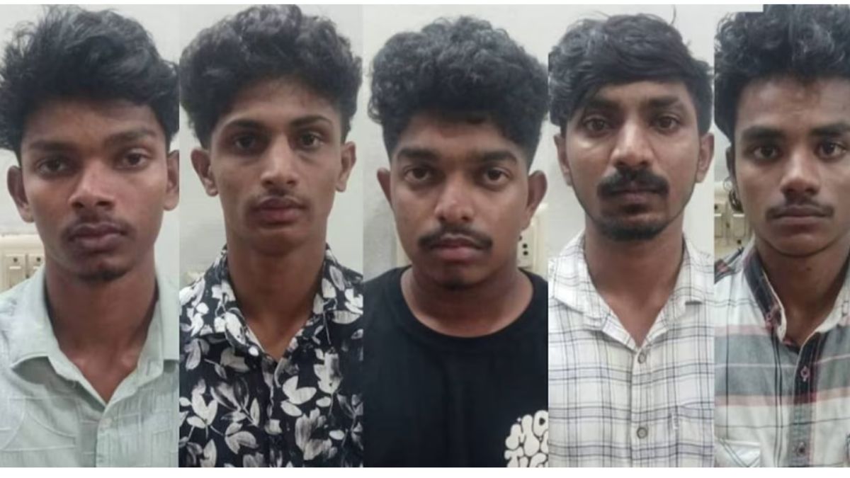 The five third-year students of Government Nursing College in Kottayam, Kerala, who have been arrested for ragging | via Manorama Online