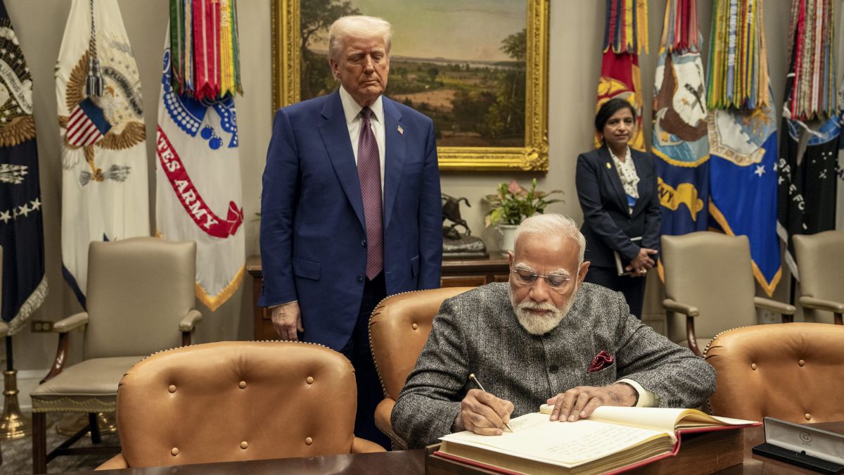 Narendra Modi with Donald Trump