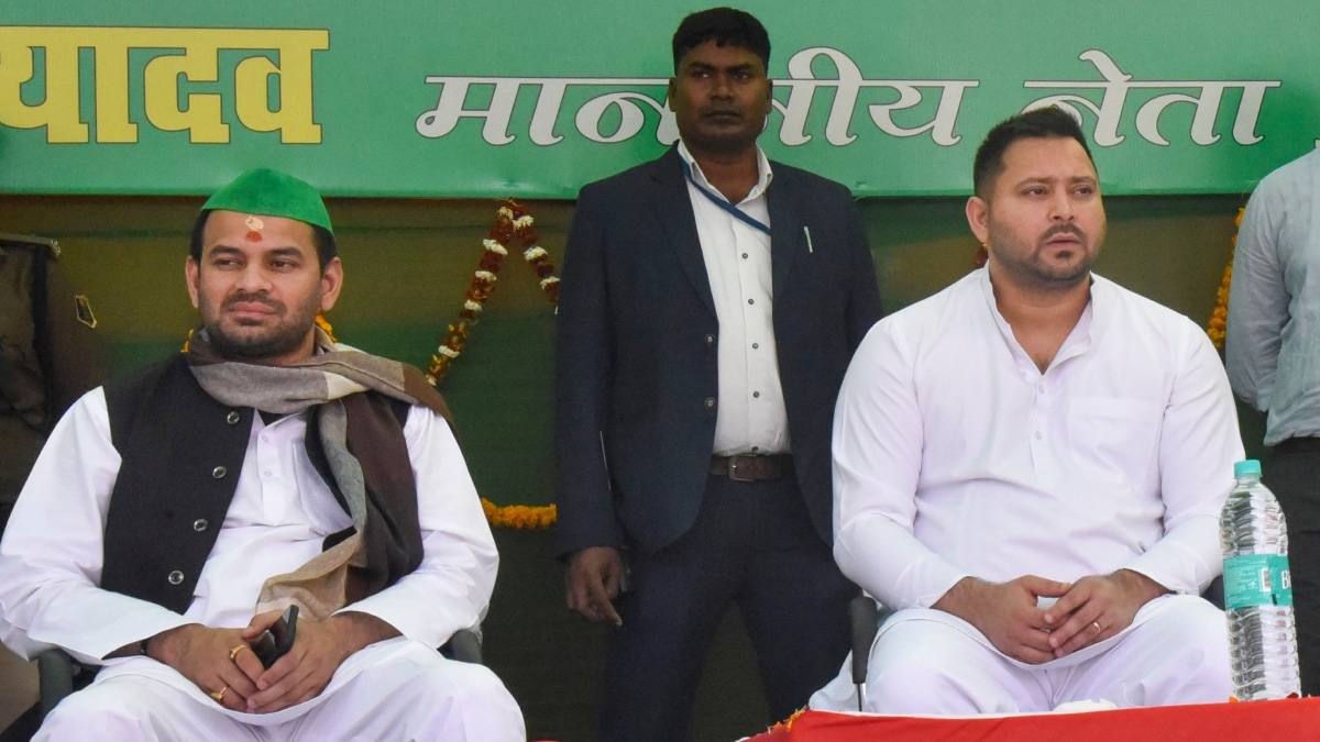 RJD leaders Tejashwi Yadav (R) and Tej Pratap Yadav during an event in Patna | PTI