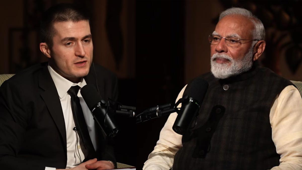 Lex Fridman and Narendra Modi during the podcast