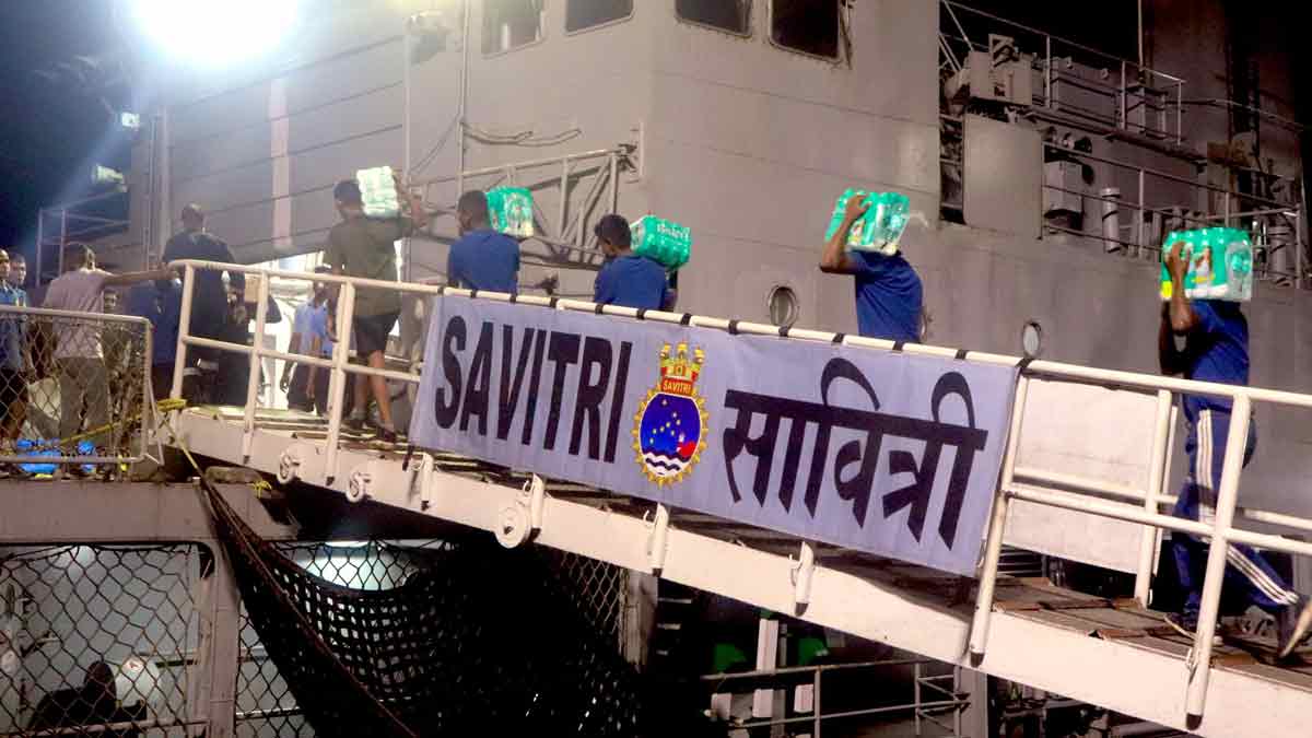 Naval ship INS Savitri before its journey to Myanmar | X