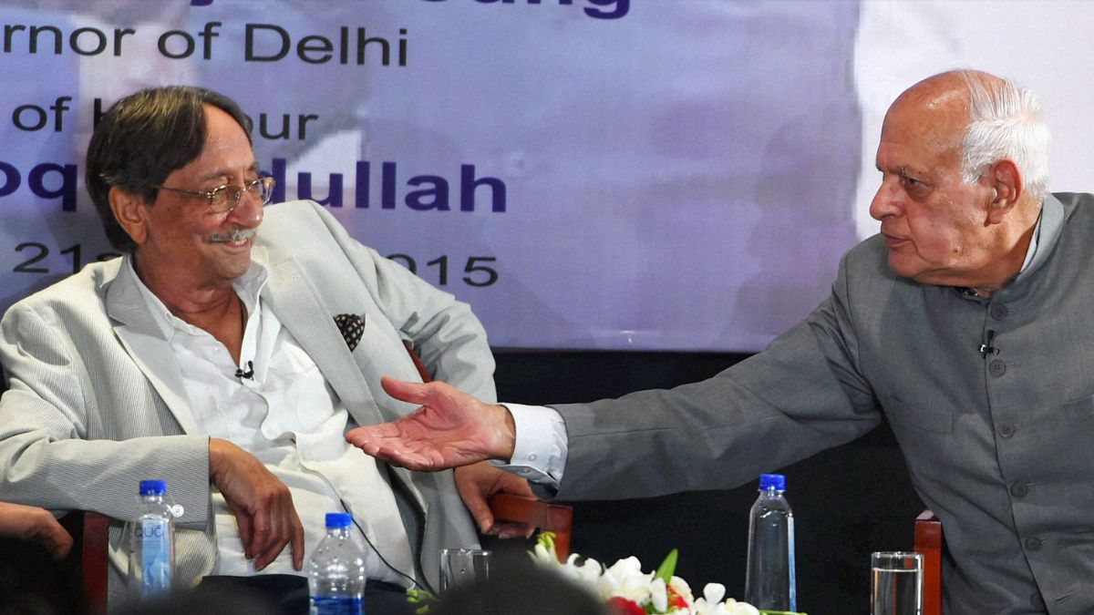 (File) In this 2015 file photo, Farooq Abdullah interacts with A.S. Dulat during the book release of ‘Kashmir The Vajpayee Years’ in New Delhi | PTI