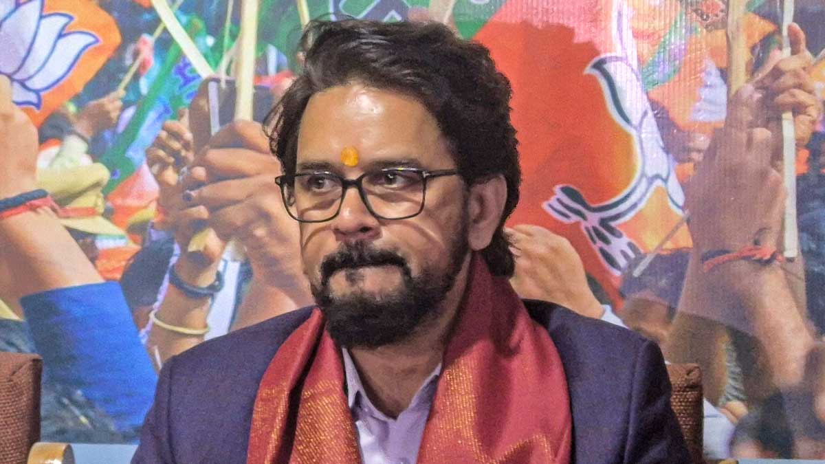 BJP MP Anurag Thakur during an event on the 'One Nation, One Election', at the party headquarters in Srinagar | PTI
