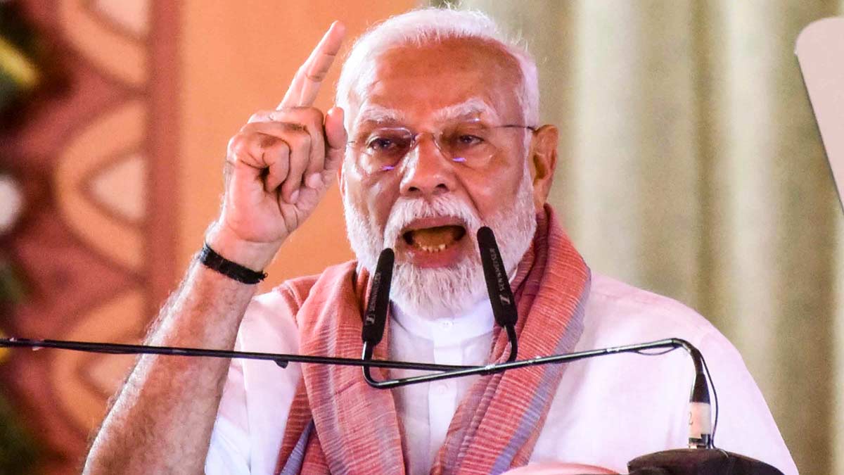 Prime Minister Narendra Modi addresses a National Panchayati Raj Day event, in Madhubani, Bihar | PTI