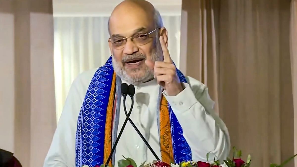 Union Home Minister Amit Shah addresses a gathering during a ceremony to unveil the statue of Bodofa Upendranath Brahma and dedicate a road in his honour in New Delhi, on his death anniversary | PTI