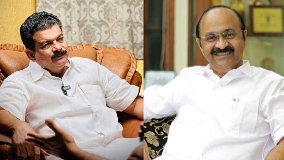 (L) Former MLA P.V. Anvar, (R) Opposition leader V.D. Satheesan