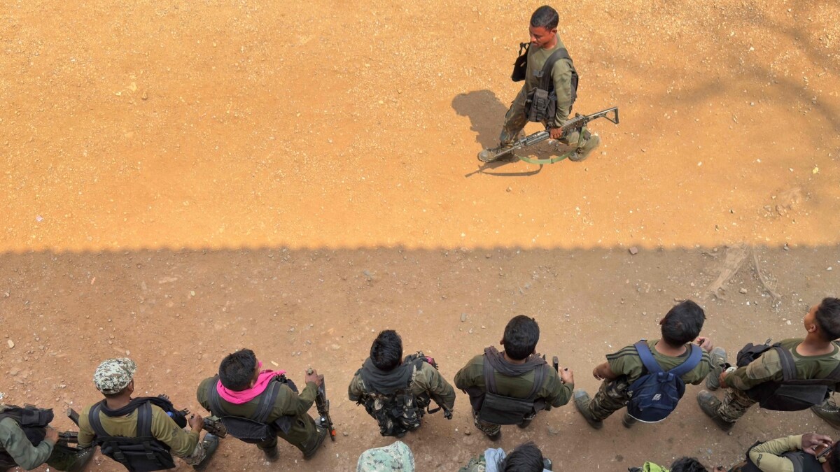 District Reserve Guard (DRG) personnel taking part in a simulation exercise at their base in Dantewada, in Bastar division of India's Chhattisgarh | AFP