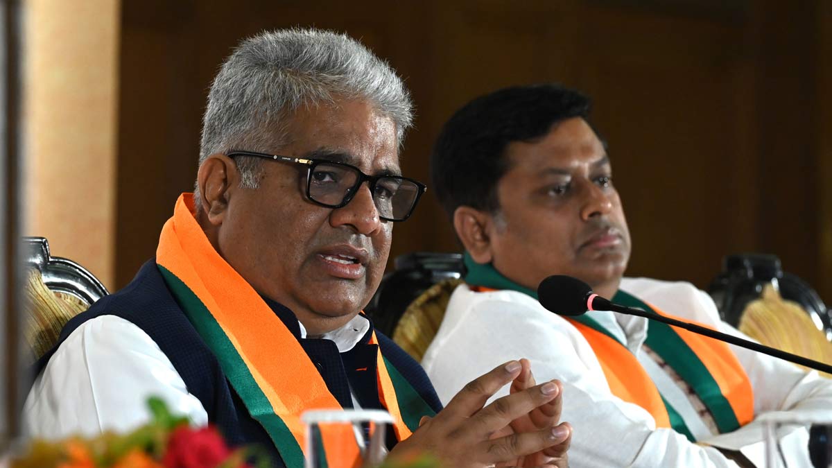 Union minister Bhupender Yadav address in a press conference at Taj Bengal in Kolkata | Salil Bera