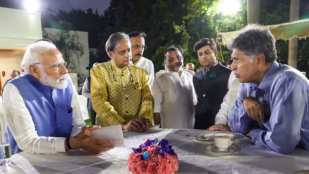Prime Minister Narendra Modi during a meeting with members of multi-party delegations including Congress MPs Manish Tewari, Shashi Tharoor, Shiv Sena MP Shrikant Shinde and others | PTI
