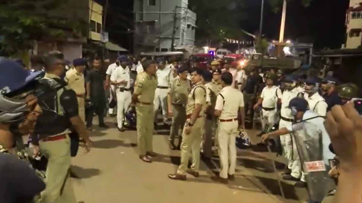 Security personnel keep vigil after a violent clash between two groups spiralled into widespread unrest at Rabindranagar area in South 24 Parganas district of West Bengal | PTI
