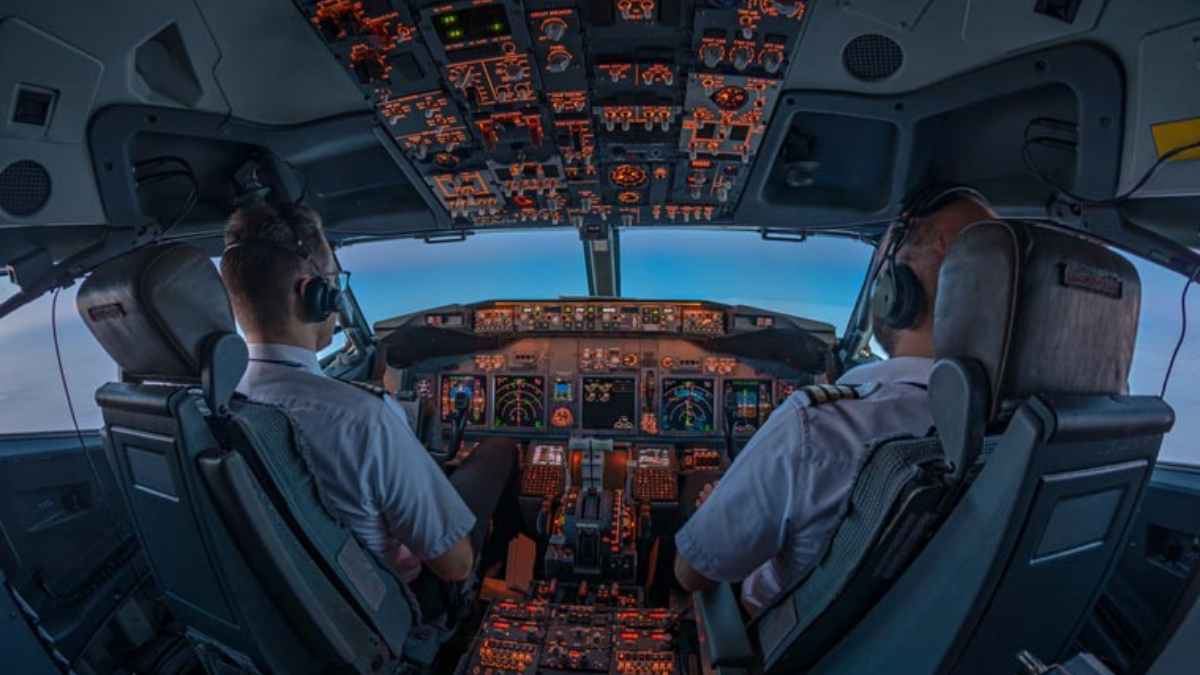 cockpit of commercial aircraft