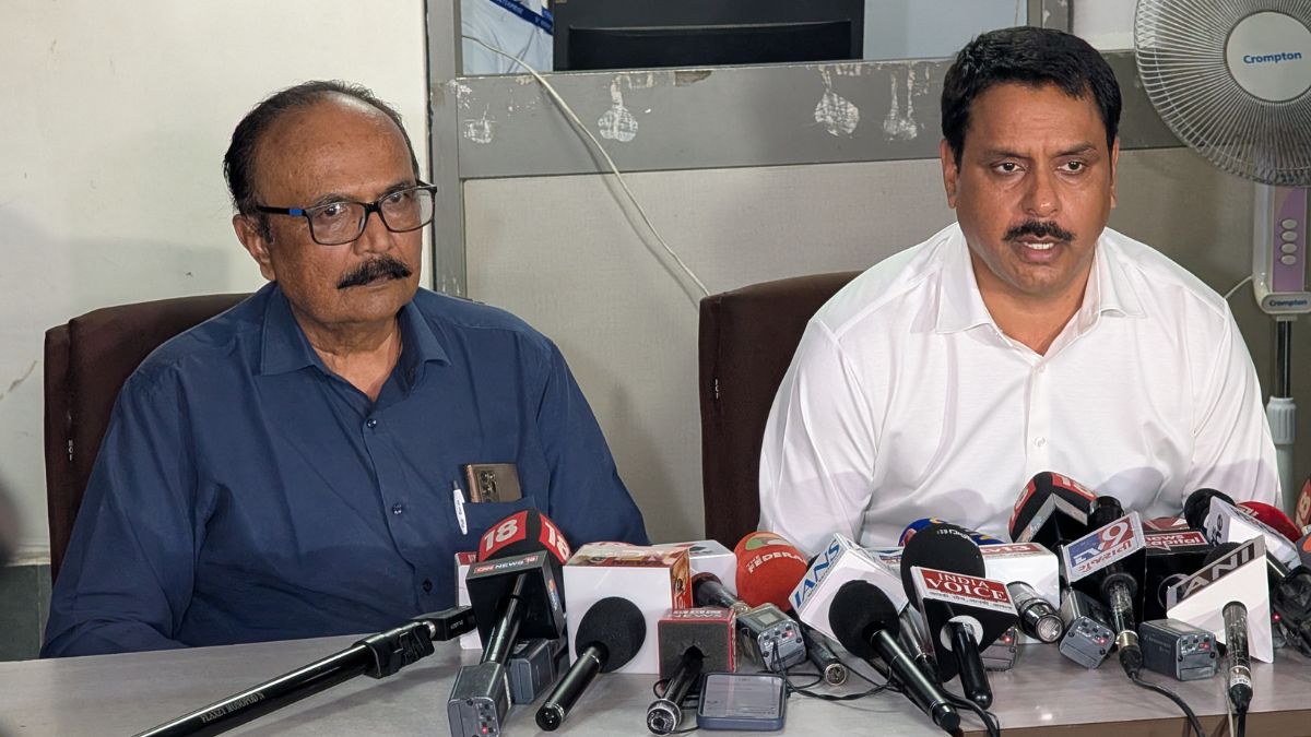Rajnish Patel, Additional Medical Superintendent, and Alok Pandey, Relief Commissioner, addresses the press conference at B J Medical Center in Ahmedabad | Amey Mansabdar