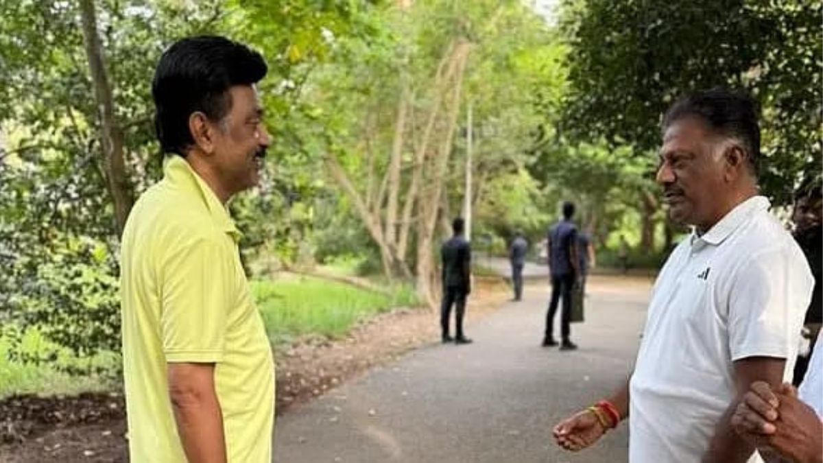 O Panneerselvam joined MK Stalin during his morning walk on July 31 | X