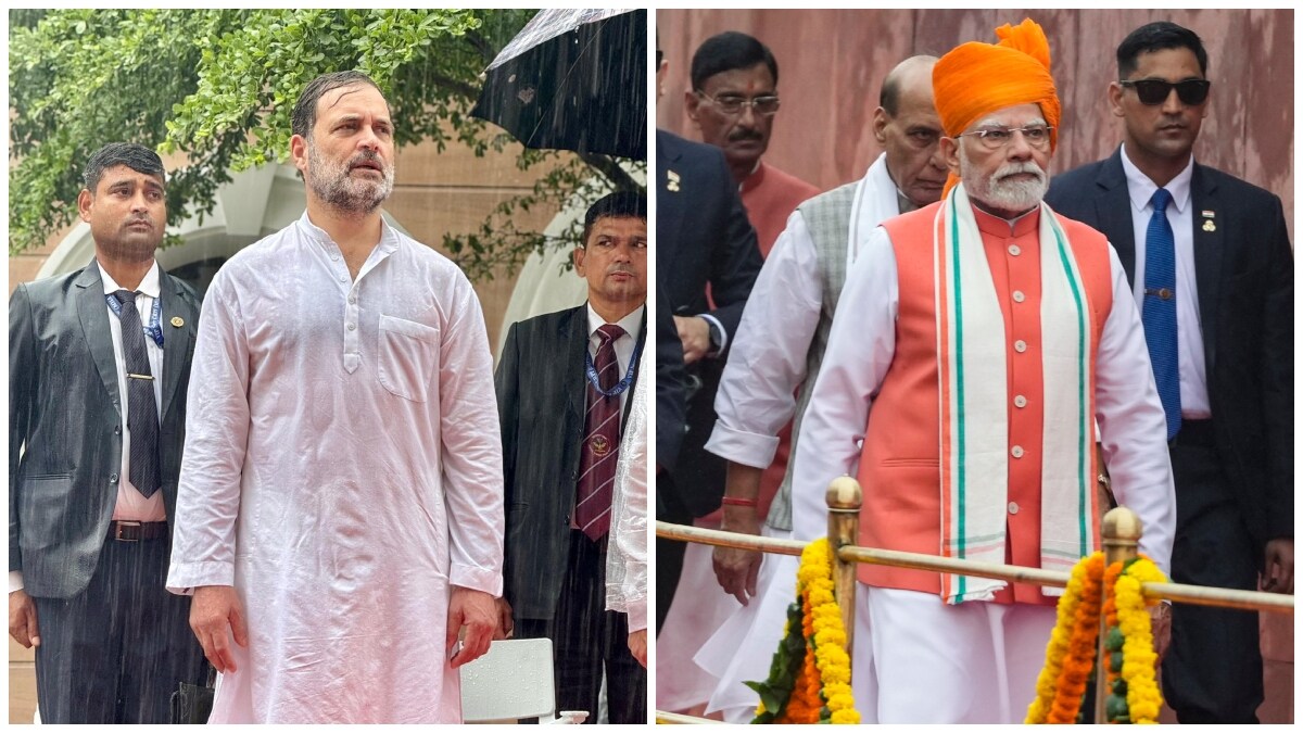 Rahul Gandhi and Narendra Modi on Independence Day | X,  PTI